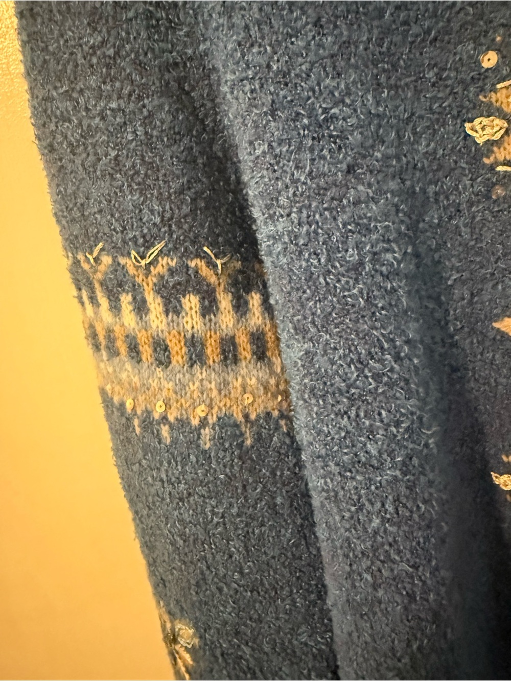 Icelandic Design Blue Embroidered Nordic Zip Holidays Sweater – Size Small - Picture 6 of 8